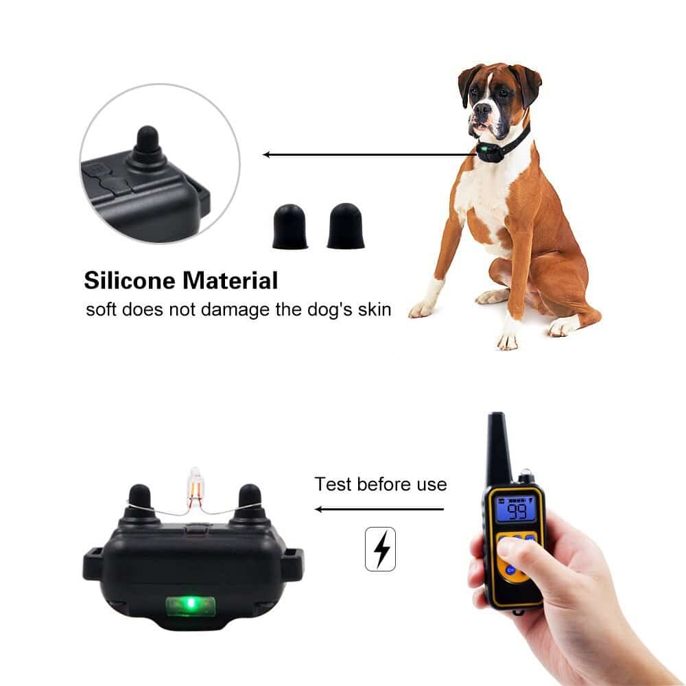 Svart elektriskt hundträningshalsband med fjärrkontroll och belyst display