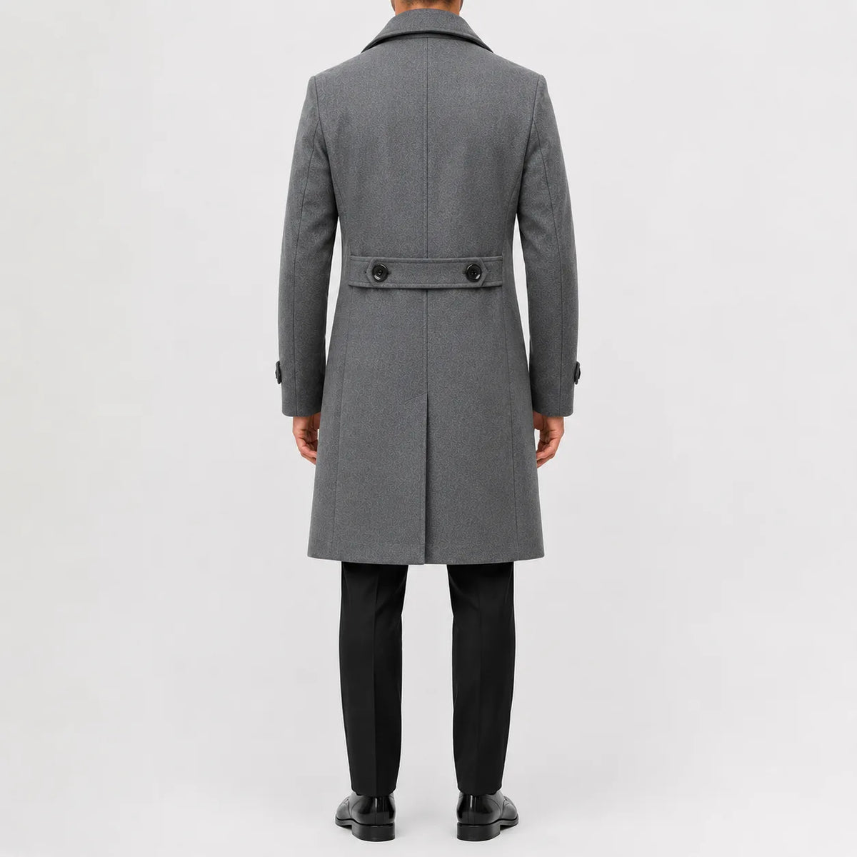 Dubbelknäppt trenchcoat med slagkrage, sidfickor och långa ärmar