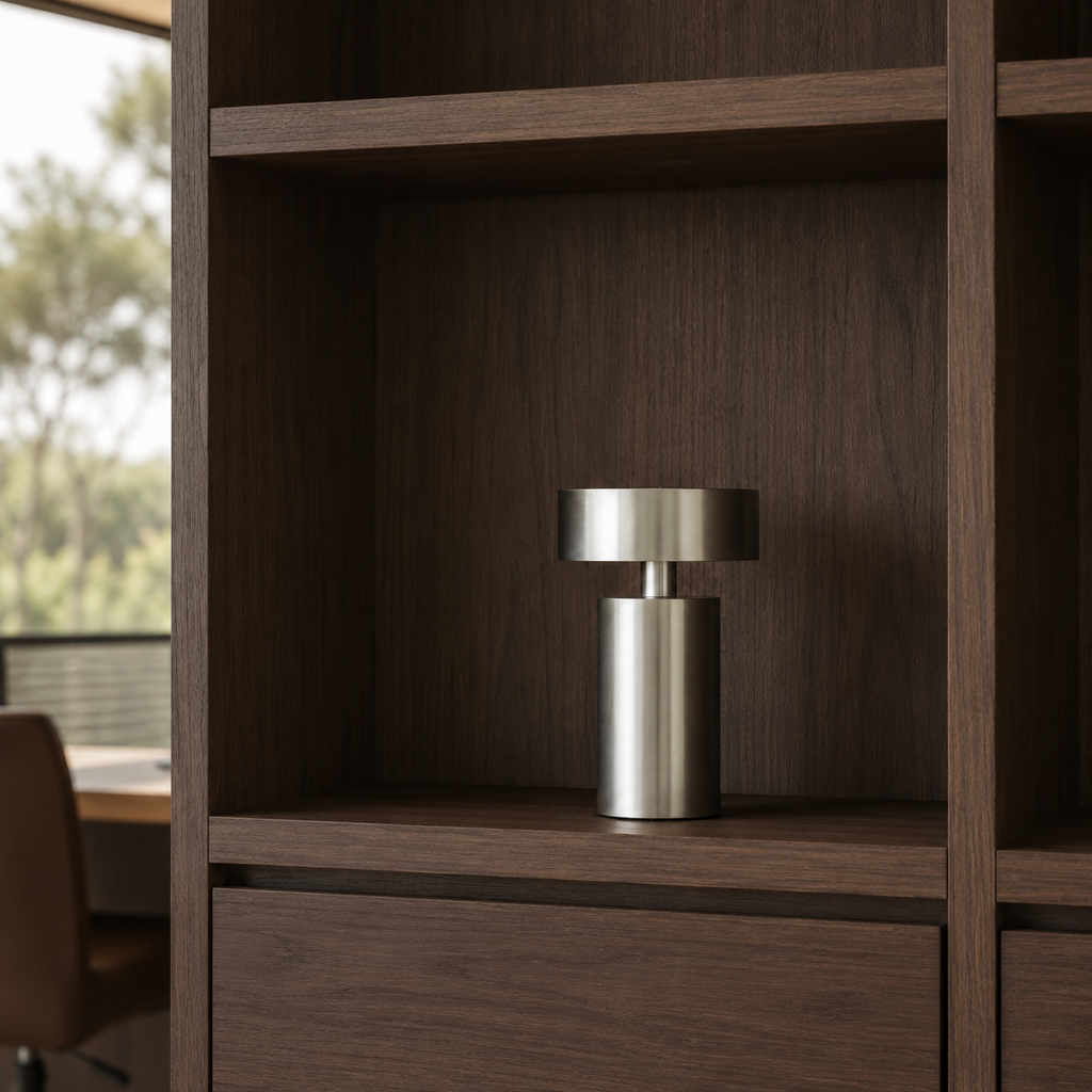 Portabel cylindrisk bordslampa med uppladdningsbar LED