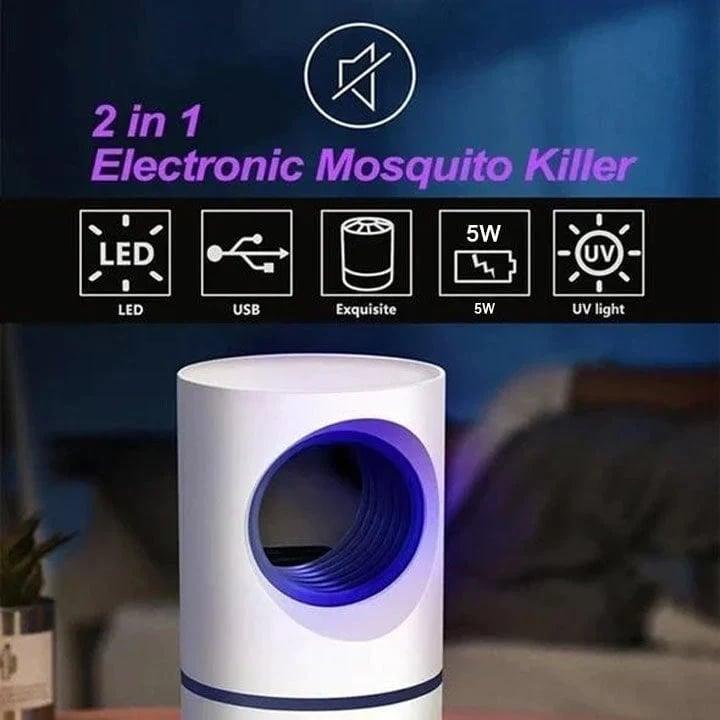 Vit elektrisk insektsfälla med blå ljusöppning för myggor och flugor
