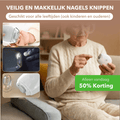 Vit elektrisk nageltrimmer med rund nagelöppning och sidoknapp