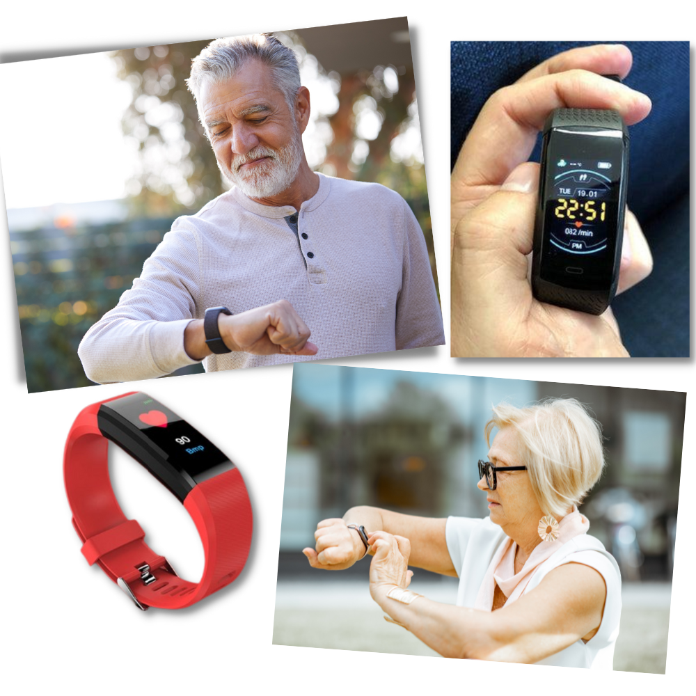 Smartklocka med digital display, aktivitetsvisning och armband
