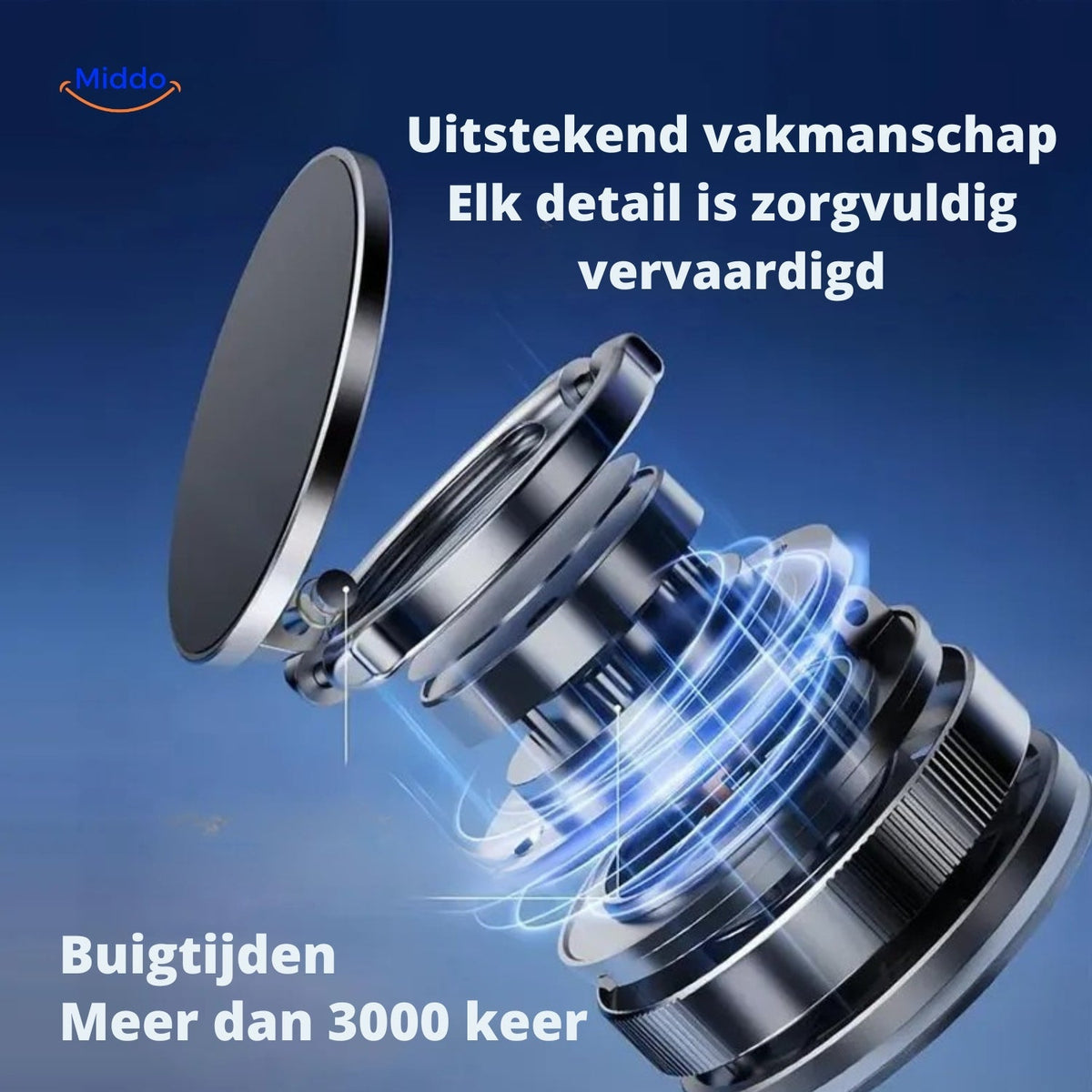 Kompakt magnetisk telefonhållare med roterbart fäste och rund sugfot
